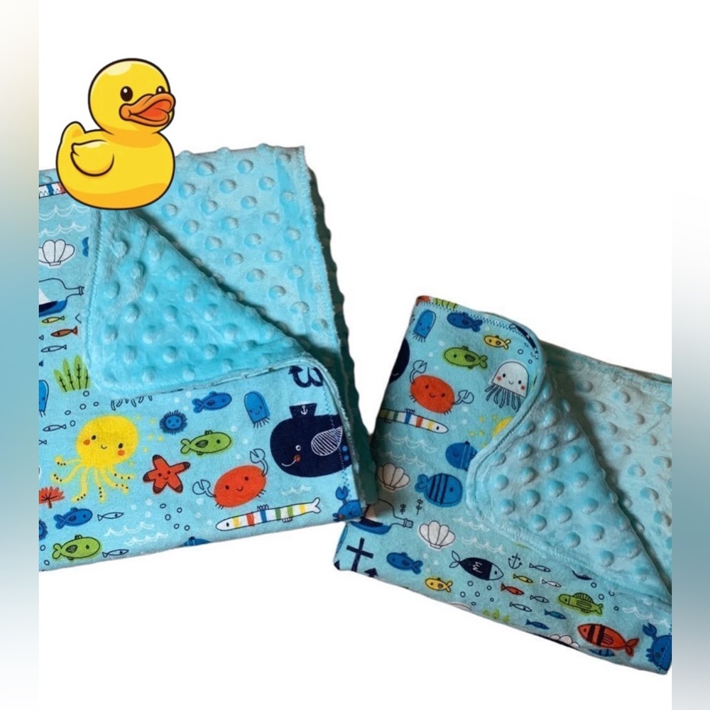 🐳💙ADORABLE set of Handmade BRAND NEW Blankets🐠